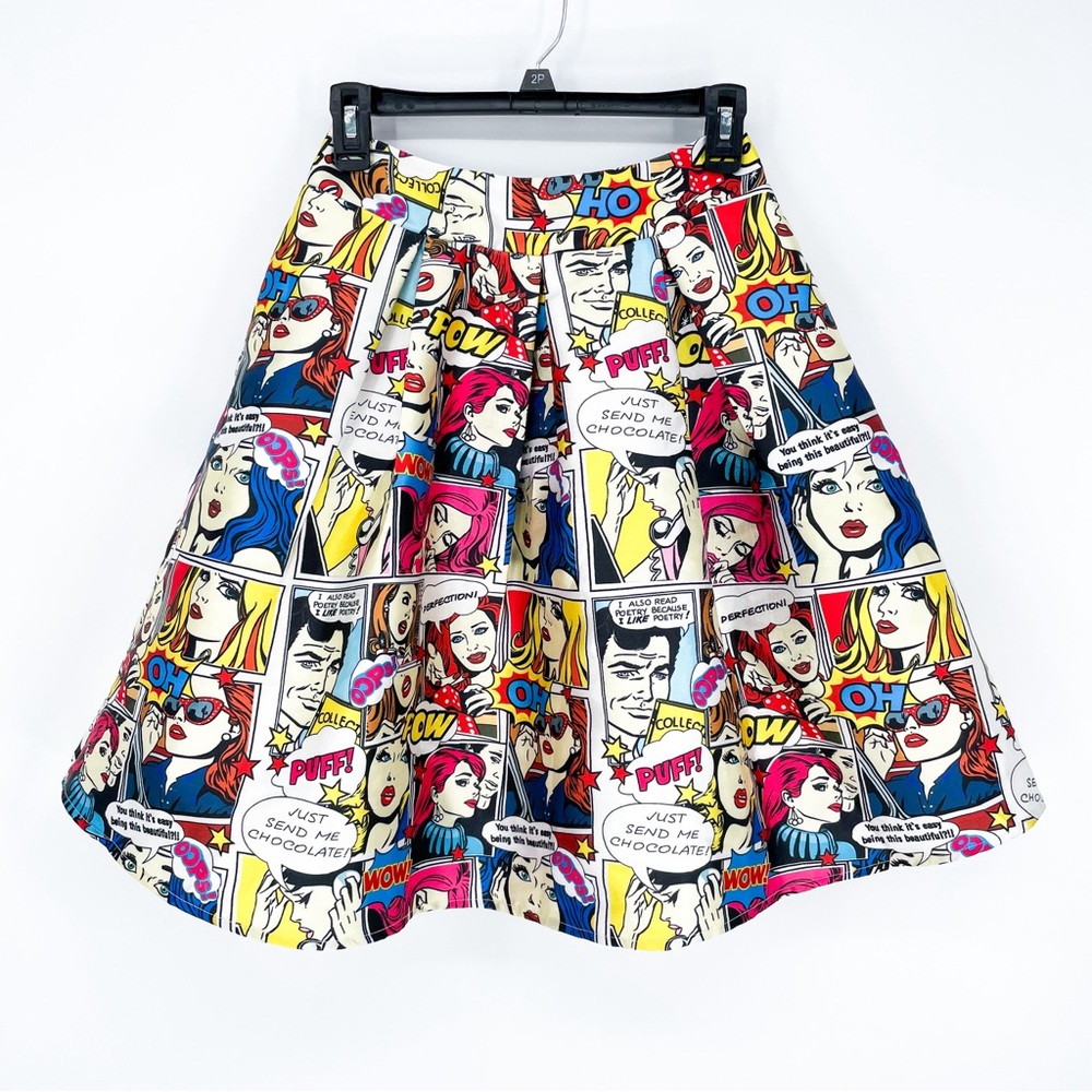 Banjul Retro Comic Book Style A-Line Skirt Small